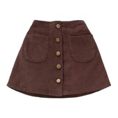 Divat lányoknak, magas derekú, A vonalú félhosszú szoknya baba kordbársony arany egysoros gombos rövid szoknya 2024 Új, egyszerű, hétköznapi szoknya