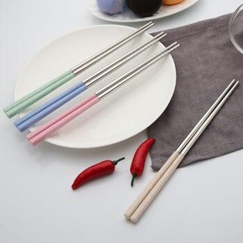 1 ζεύγος chopsticks από ανοξείδωτο χάλυβα Κορεατικά φορητά μεταλλικά ξυλάκια ταξιδίου Food Sushi Sticks Αντιολισθητικά επαναχρησιμοποιούμενα εύκολα στο καθάρισμα