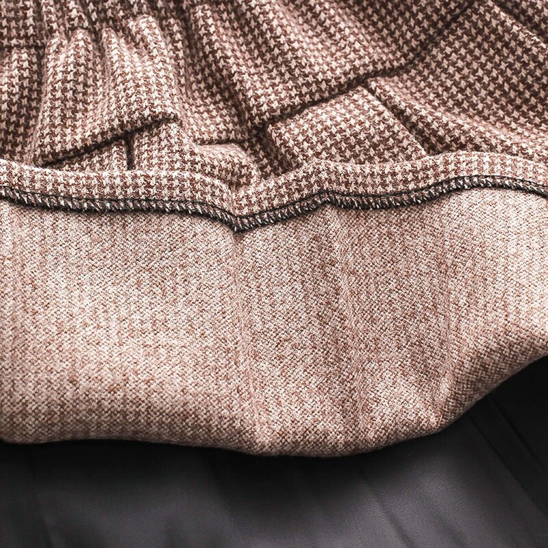 Princeses ziemas vilnas pogas svārki maziem bērniem, rūtaini apdrukas, kroku svārki Harajuku korejiešu stila vintage apģērbi