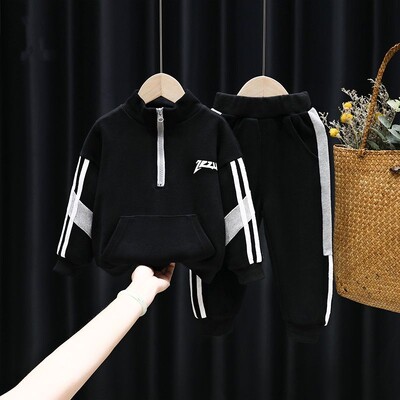 2-9 éves gyermekek ruházati szett fiúknak alkalmi ruhák gyerekeknek divatos pulóver és nadrág 2 db baba őszi téli tréningruha