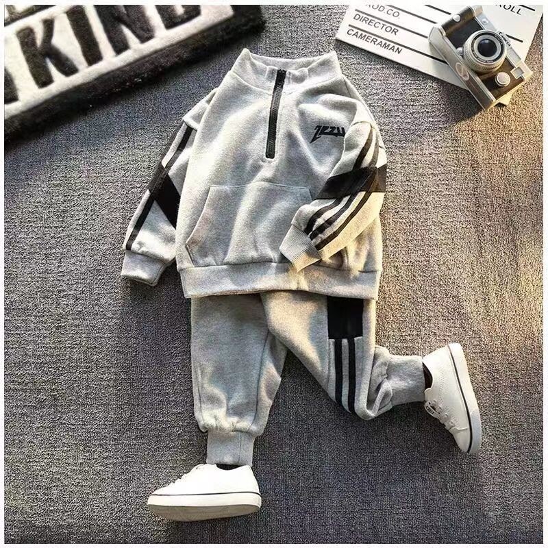 2-9 éves gyermekek ruházati szett fiúknak alkalmi ruhák gyerekeknek divatos pulóver és nadrág 2 db baba őszi téli tréningruha