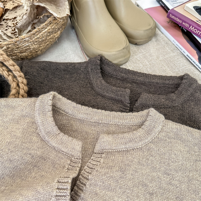 deer jonmi 2023 Нови есенни унисекс детски плетени пуловери в корейски стил, малки деца, ежедневни детски жилетки, пуловери, палта