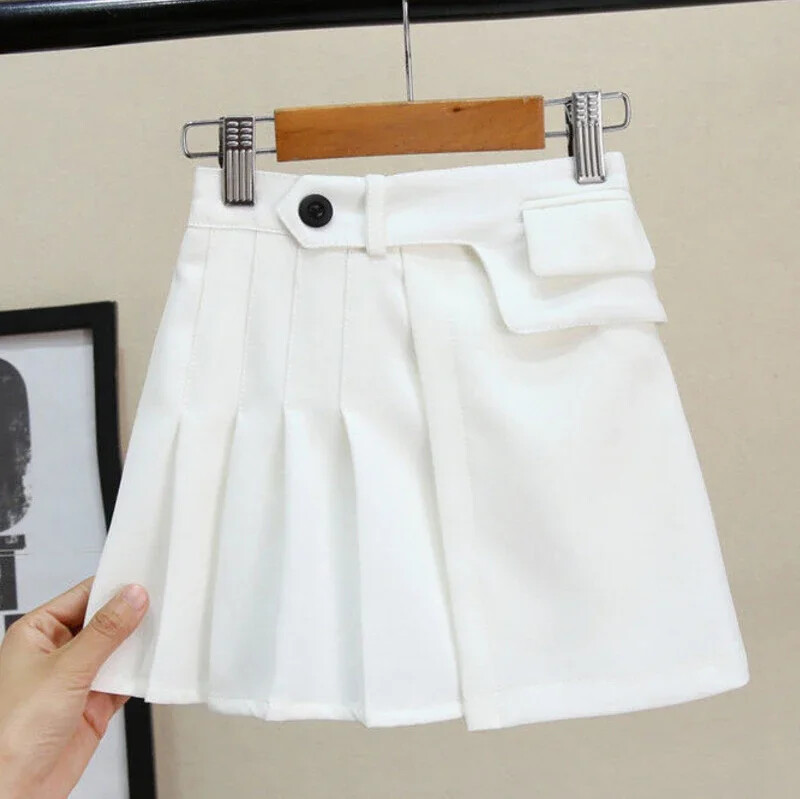 Bērnu meiteņu kroku svārki Melni balti skolas svārki 2024. gada jauni vasaras pusaudžu meiteņu svārki, bērnu deju apģērbi 3–13 g.