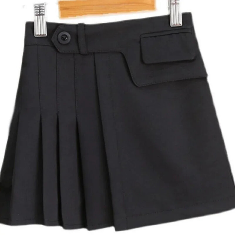 Bērnu meiteņu kroku svārki Melni balti skolas svārki 2024. gada jauni vasaras pusaudžu meiteņu svārki, bērnu deju apģērbi 3–13 g.