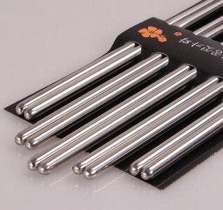 5 poros nerūdijančio plieno kvadratinių lazdelių kiniškos stilingos sveikos, lengvos kiniškos lazdelės metalinės neslidžios dizaino virtuvės