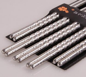 5 poros nerūdijančio plieno kvadratinių lazdelių kiniškos stilingos sveikos, lengvos kiniškos lazdelės metalinės neslidžios dizaino virtuvės