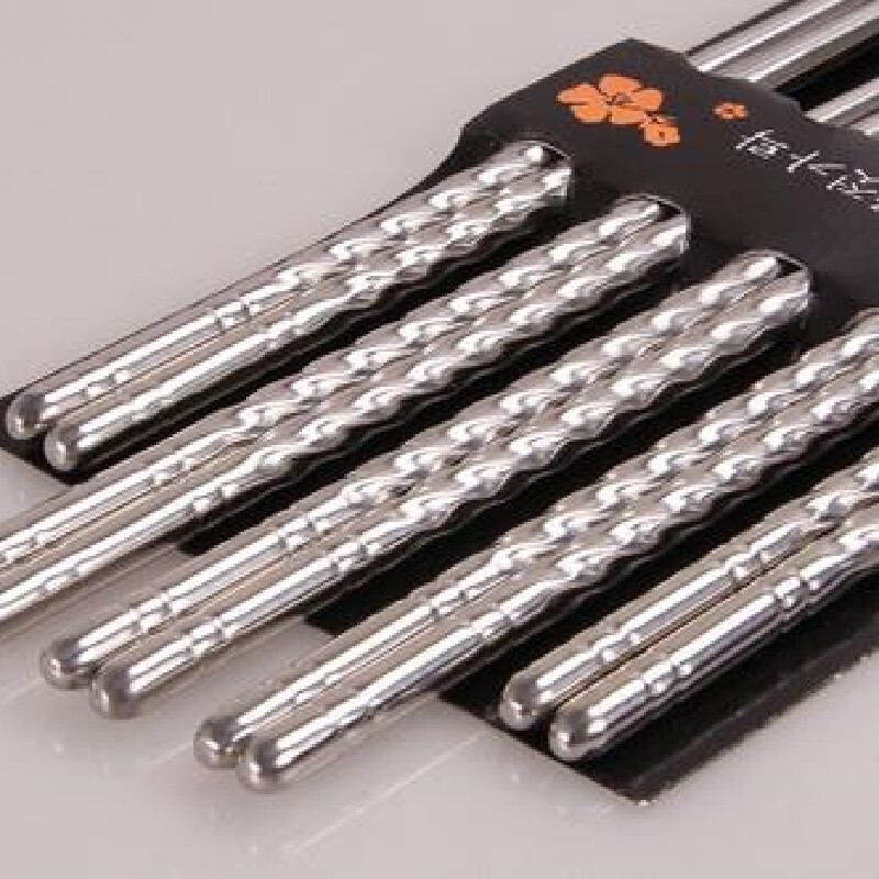 5 poros nerūdijančio plieno kvadratinių lazdelių kiniškos stilingos sveikos, lengvos kiniškos lazdelės metalinės neslidžios dizaino virtuvės