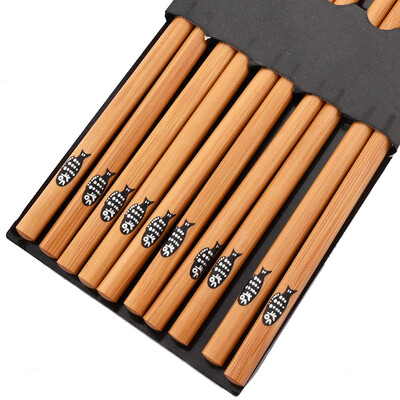 Daugkartinio naudojimo 5 porų stalo reikmenų rankų darbo bambuko japoniško natūralaus medžio lazdelės sušių maistui kačių gėlė Kelių spalvų mediniai pjaustymo pagaliukai