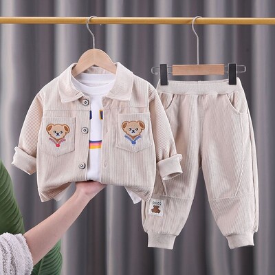 Beebikomplektid 2024 Uued riided Kevad-sügis vaba aja komplekt Mantel+püksid Kaheosaline komplekt Poistele Tüdrukutele Jope mood Korea versioon Riided