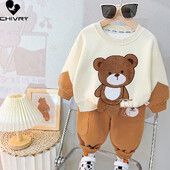 Νέο ανοιξιάτικο φθινόπωρο μωρό χαριτωμένο καρτούν αρκουδάκι μακρυμάνικο πουλόβερ φούτερ μπλούζες με παντελόνι Παιδικά αγόρια casual σετ ρούχων