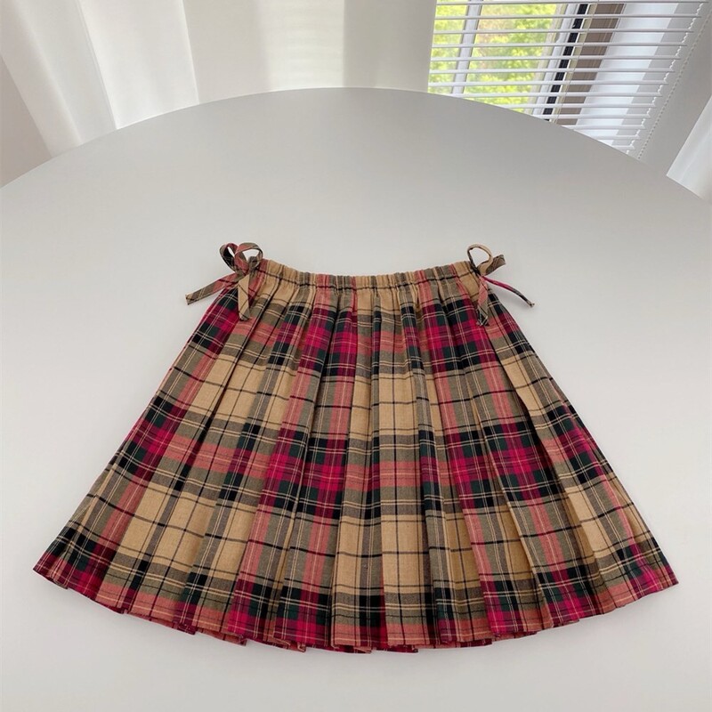 mazuļu meiteņu drēbes bērnu svārki kokvilna jauki kokvilna College stila rūtaini īsi svārki