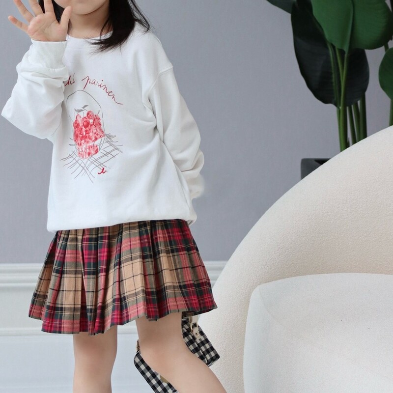 mazuļu meiteņu drēbes bērnu svārki kokvilna jauki kokvilna College stila rūtaini īsi svārki
