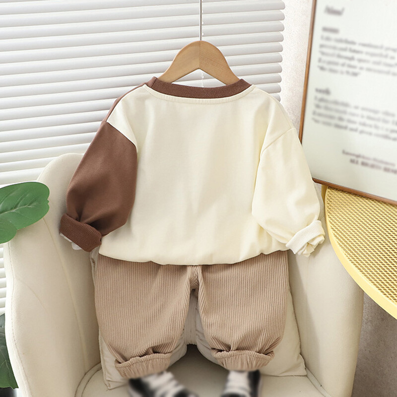 Tavasz ősz gyermek baba fiú ruha szettek gyerek öltöny gyerekek hosszú ujjú rajzfilm pamut pulóver nadrág őszi ruha felszerelés