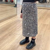 Φόρεμα για κορίτσια Μόδα βελούδινη φούστα παγιέτα πίσω με σχισμή ελαστική μέση Φούστα με ένα βήμα Baby girl Fashion Κορεάτικο στυλ αιτιατό μισό φόρεμα