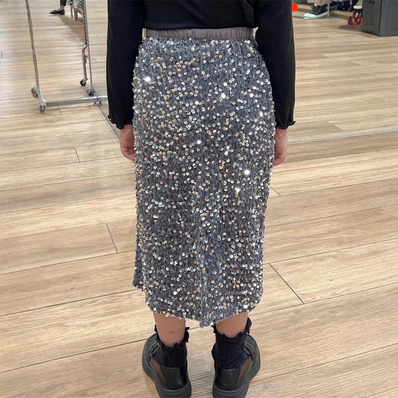 Φόρεμα για κορίτσια Μόδα βελούδινη φούστα παγιέτα πίσω με σχισμή ελαστική μέση Φούστα με ένα βήμα Baby girl Fashion Κορεάτικο στυλ αιτιατό μισό φόρεμα