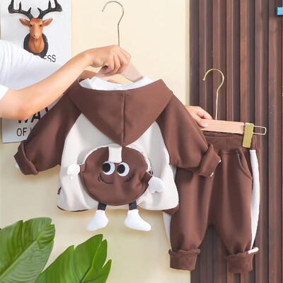 Νέα Φθινοπωρινά Βρεφικά Ρούχα Κοριτσίστικα Παιδικά Αγόρια Μπουφάν με κουκούλα Μπλουζάκι Παντελόνι 3 τμχ/Σετ Παιδική Στολή Παιδική Αθλητική Στολή