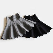 DE PEACH Jesen Zima Dječje pletene plisirane suknje za djevojčice Dječja mini tutu suknja visokog struka Princeza Dječja odjeća 2-12 godina