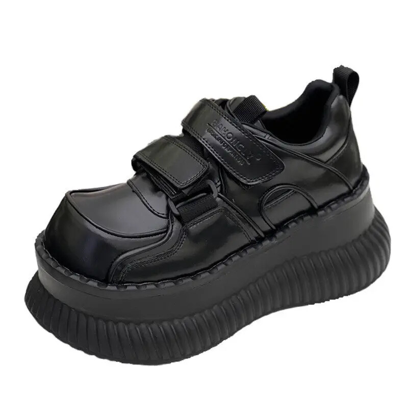 Retro vastag talpú női cipők 2024 őszi kollekció egyszínű, nagy fejű, alkalmi vastag talpú, megnövelt csúszásgátló női cipők