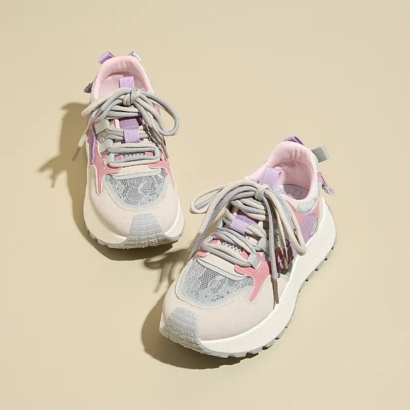 Sporta apavi Sieviešu platformai Sieviešu sporta apavi brīvā laika šņorēšanai Vulcanize apavi sievietēm āra ikdienas skriešanas apavi