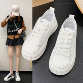 Μόδα Ευέλικτα Μικρά Λευκά Παπούτσια 2023 Άνοιξη Νέο Κέλυφος Κεφαλή Περιστασιακή Παχιά Σόλα Αύξηση Άνεσης Ανθεκτικά Γυναικεία Μονά Παπούτσια