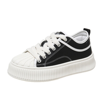 Μόδα Ευέλικτα Μικρά Λευκά Παπούτσια 2023 Άνοιξη Νέο Κέλυφος Κεφαλή Περιστασιακή Παχιά Σόλα Αύξηση Άνεσης Ανθεκτικά Γυναικεία Μονά Παπούτσια