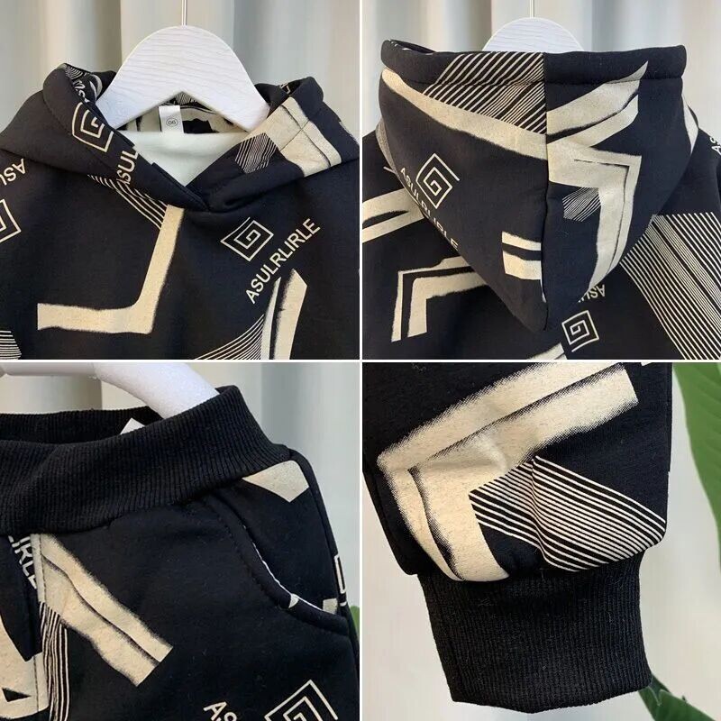 Φθινοπωρινό σετ ρούχων για κοριτσάκια Παιδικά αγόρια με κουκούλα casual πουλόβερ Φούτερ και παντελόνι 2τμχ Κοστούμι Παιδικές φόρμες