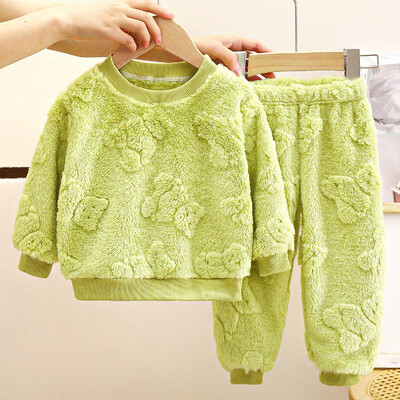 Gyerek pizsama szettek Gyerek flanel meleg ősz tél új fiúk lányok vastagított otthoni ruhák baba puha bársony ruhák alkalmi öltöny