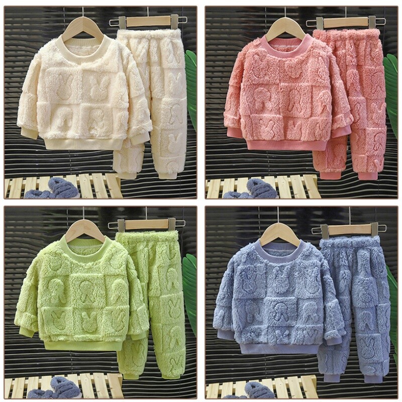 Gyerek pizsama szettek Gyerek flanel meleg ősz tél új fiúk lányok vastagított otthoni ruhák baba puha bársony ruhák alkalmi öltöny