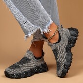 Női cipők nagy méretű hálós, légáteresztő légyszövő platform talptalp sport tornacipők kosarak női alkalmi csúsztatás a Zapato-n