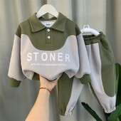 Αγόρι Φθινοπωρινό κοστούμι 2023 Άνοιξη και Φθινόπωρο Νέο Βρεφικό πουλόβερ για αγόρια Παιδικό Αθλητικό Σετ 2 τεμαχίων