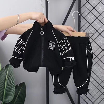 Zēnu komplekti ar garām piedurknēm Jauni skaisti zēnu pavasara rudens divu krāsu bērnu apģērbi zīdaiņu sporta divdaļīgi komplekti bērnu apģērbi