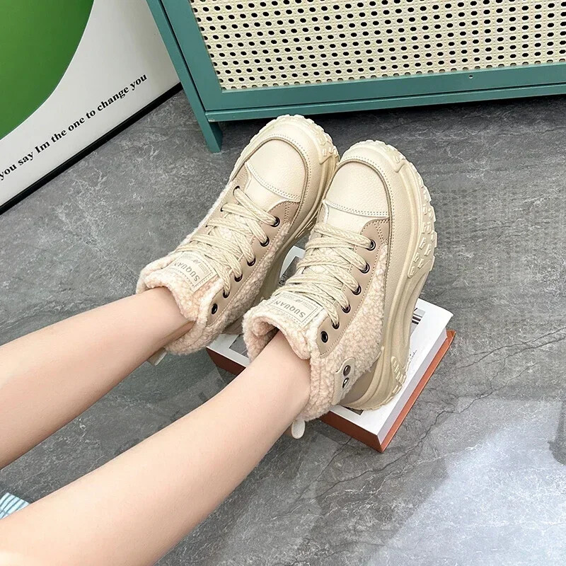 Γυναικεία χειμερινά παπούτσια Κοντά, βελούδινα πάνινα παπούτσια με κορδόνια, γυναικεία κορδόνια 2024 Luxury Botas Mujer