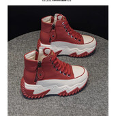 Moterys Naujos platformos sportbačiai Juodi batai Pavasaris Ruduo Natūralios odos sportiniai bateliai Sušildo Madingi Batai Žieminiai batai