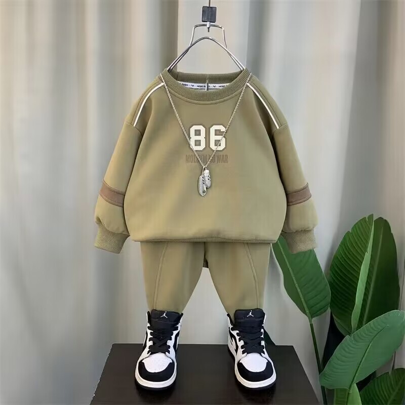 Set de pulovere pentru copii 2024 Nouă îmbrăcăminte pentru băieți de primăvară și toamnă Moda băieți Top și pantaloni pentru bebeluși Set două piese