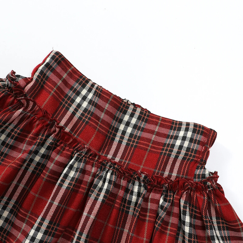 Paauglių moksleivių mergaičių languotas sijonas vasaros koledžo stiliaus aukštu juosmeniu, plonas, tinkamas šokiams, A formos trumpas sijonas vaikams 6 8 10 12 metų