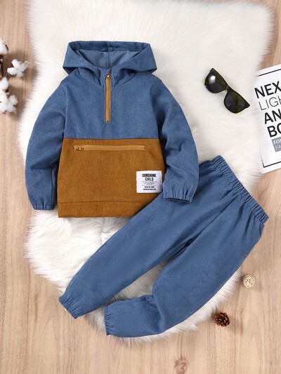 Odijelo za dječake, modno odijelo s kapuljačom dugih rukava, kostim od 2 komada, dječje odijelo za dječake, komplet sportske opreme za 4-7 godina