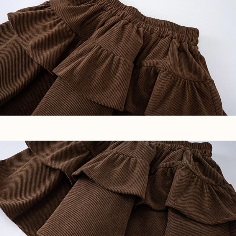 3-12 éves lányok A-vonalú redőzött mini szoknya bébi tipegő tinédzser lányoknak rövid szoknyák gyerekeknek kordbársony szoknyák gyerekruhák