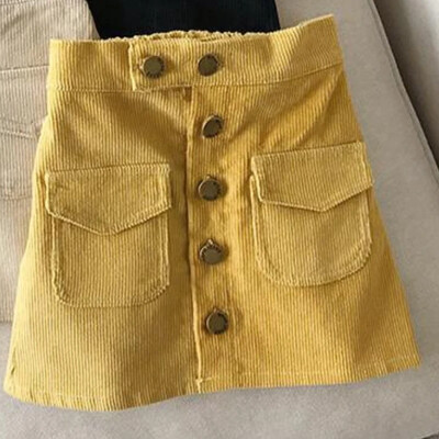 Παιδικά Ρούχα 2024 Φθινόπωρο Χειμώνας Βρεφικό Κοριτσάκι Φούστα σε γραμμή Νέα κοτλέ φούστα casual μασίφ απλό μήκος μέχρι το γόνατο Casual φούστα για κορίτσι