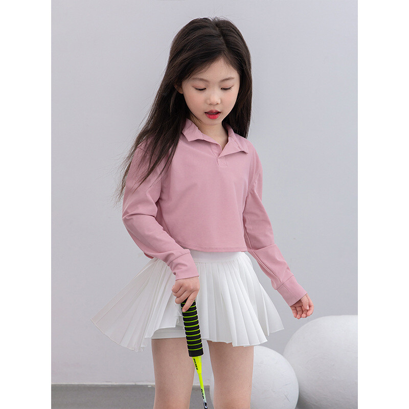 Meiteņu sporta īsie svārki, 2024. gada pavasaris un vasara, jauni bērnu tenisa pussvārki bērniem, moderni kroku masīvi svārki