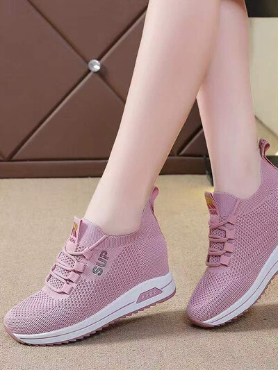 Moteriški pleištiniai batai Platforminiai batai 2023 m. pavasario kvėpuojantys laisvalaikio batai Moteriški sportbačiai ūgį didinantys vulkanizuojantys batai