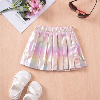 Copii mici Fete Vară Stil drăguț Fete Ocazional Jumătate Fustă Nouă Fustă pliată reflectorizante pentru copii Moda de zi cu zi