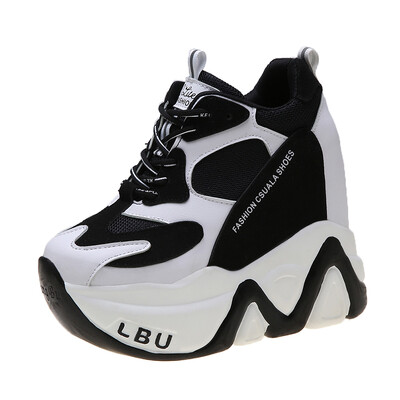 Pantofi pentru femei cu platformă înaltă, noi, respirabili, pentru femei, care măresc înălțimea, pantofi cu talpă groasă de 12 cm, pantofi sport pentru femei