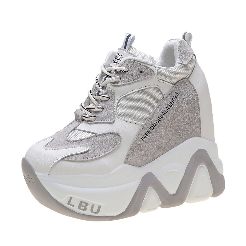 Pantofi pentru femei cu platformă înaltă, noi, respirabili, pentru femei, care măresc înălțimea, pantofi cu talpă groasă de 12 cm, pantofi sport pentru femei