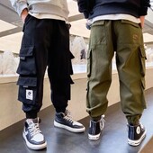 Pusaudžu zēnu bikses Pavasaris Rudens Bērnu Cargo Bikses Bikses Bērni Zēni Ikdienas bikses 2023 Bērnu apģērbs Bikses 4–14 gadi