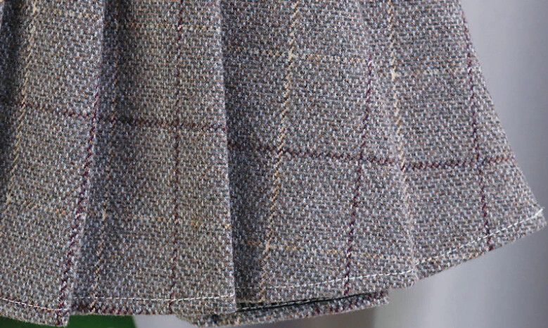 Vaikiški mergaičių klostuoti sijonai Vilnoniai languoti sijonai 2024 m. Naujiena Vaikai Princesė Kava Juodi Sijonai Mokykliniai drabužiai 3–16 m.