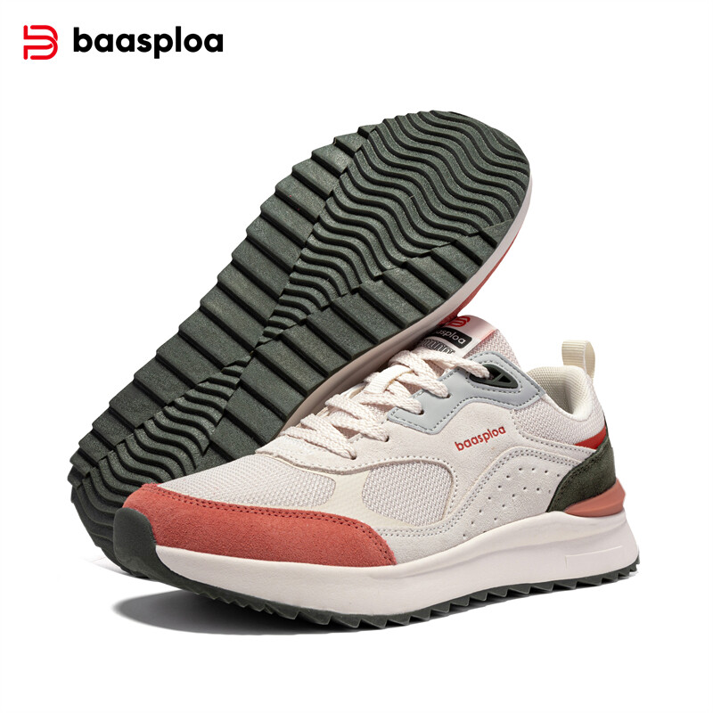 Baasploa Sieviešu ikdienas kedas Modes Jauns sietveida elpojošs vulkanizētas kurpes Sieviešu vieglas, komfortablas šņorējamas sporta apavi