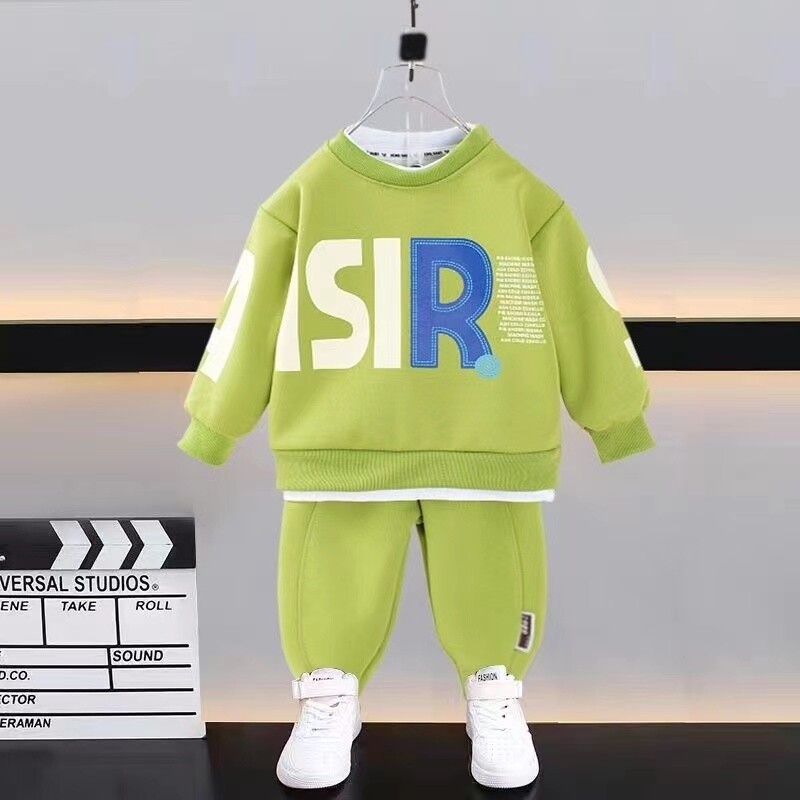 Jauns rudens zīdaiņu meiteņu apģērbs bērnu zēnu ikdienas burtu krekls ar garām piedurknēm bikses 2 gab./komplekti Mazu bērnu apģērbi, bērnu treniņtērpi