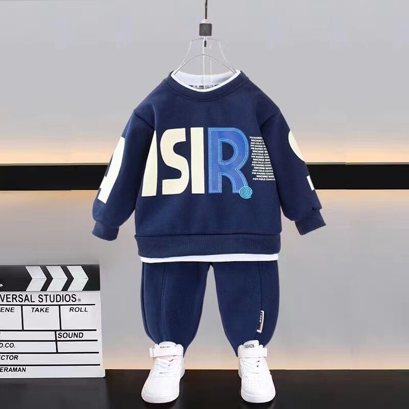 Jauns rudens zīdaiņu meiteņu apģērbs bērnu zēnu ikdienas burtu krekls ar garām piedurknēm bikses 2 gab./komplekti Mazu bērnu apģērbi, bērnu treniņtērpi