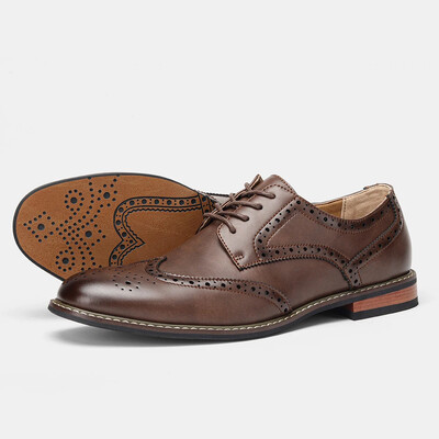 Izmērs 7-13 Brogue Dress Shoes Man Wedding Leather Social Shoe Male