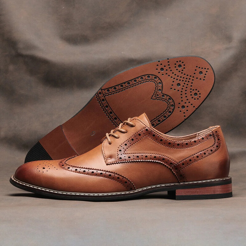 Izmērs 7-13 Brogue Dress Shoes Man Wedding Leather Social Shoe Male